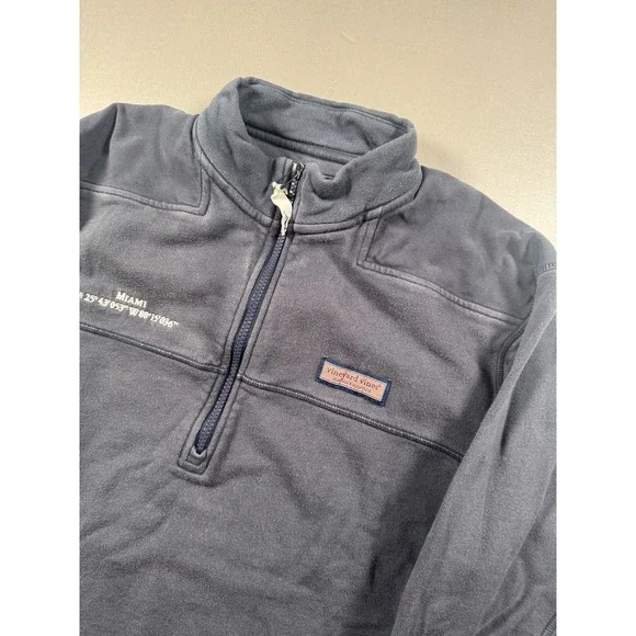 Vineyard Vines Pullover Mens Small Blue Quarter Zip Miami Embroidered Sweatshirt - Picture 1 of 8